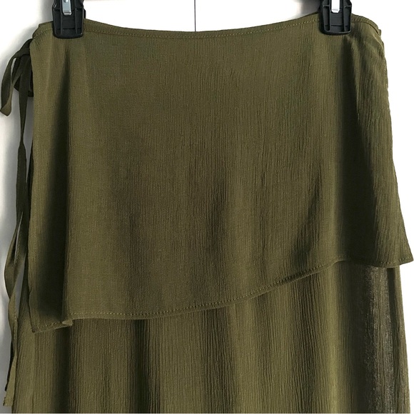 Zara Semi-Sheer Textured Wrap Skirt In Green Size M NWT - Picture 11 of 13